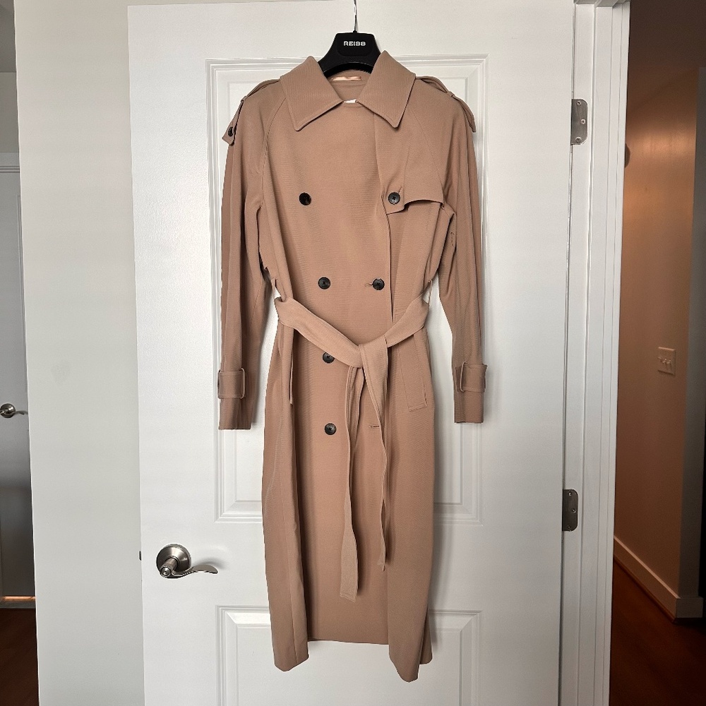REISS Daria Trench Coat in Stone Size US4 NWT